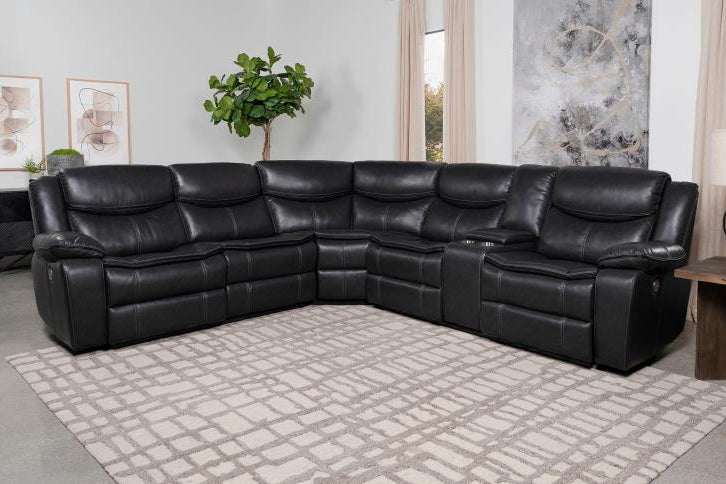 Sycamore Upholstered Power Reclining Sectional Sofa Grey - Venini Furniture 