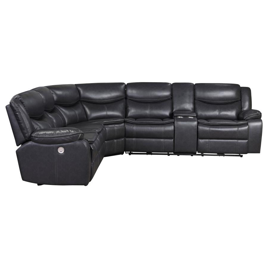 Sycamore Upholstered Power Reclining Sectional Sofa Grey - Venini Furniture 