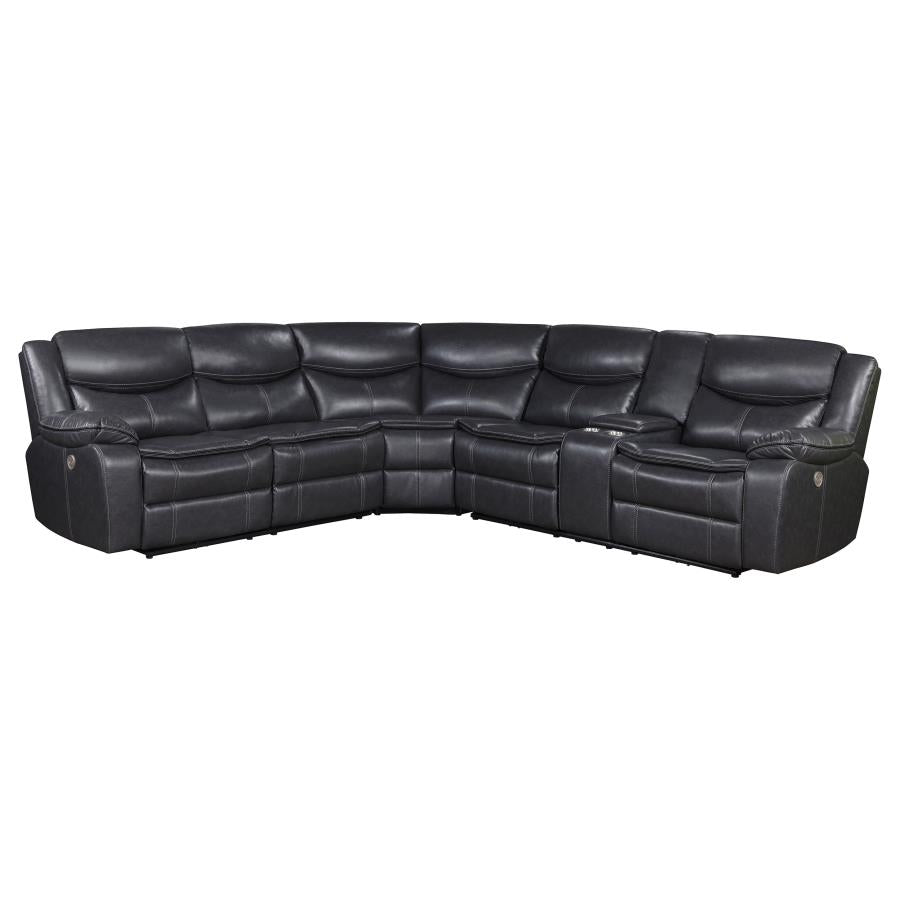Sycamore Upholstered Power Reclining Sectional Sofa Grey - Venini Furniture 