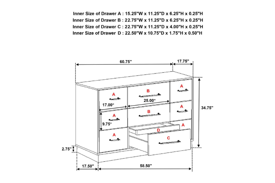 Fenwick 9-drawer Dresser Grey Oak 224983