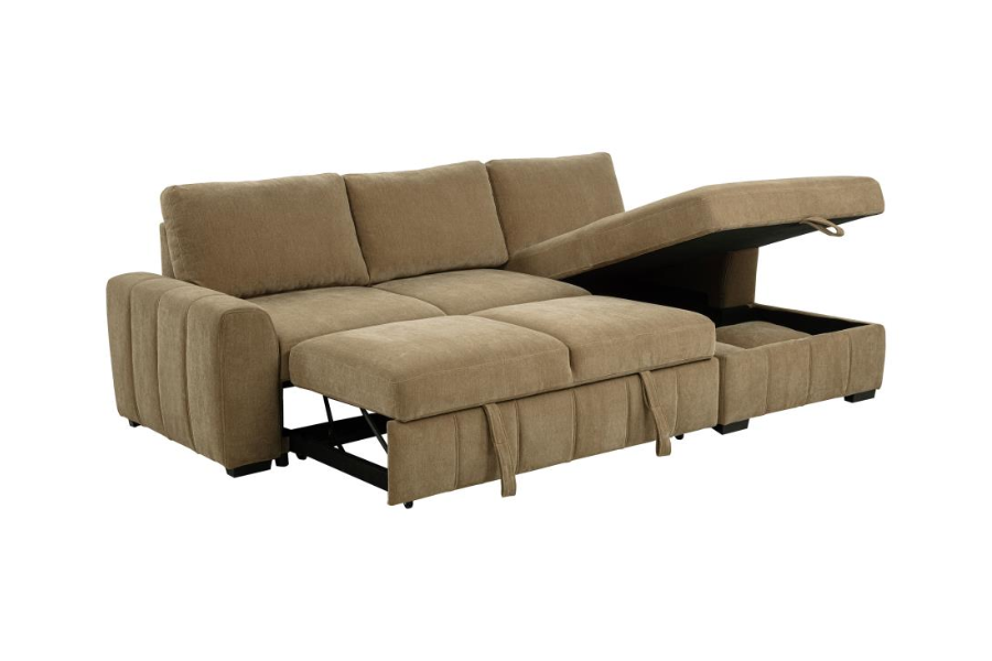 Pastrana Upholstered Sleeper Sectional Sofa RAF Chaise Camel 500348