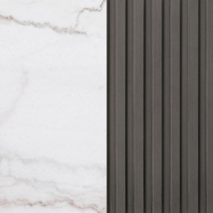 Jason Round Marble Top Side End Table White and Charcoal 710417 - Venini Furniture 