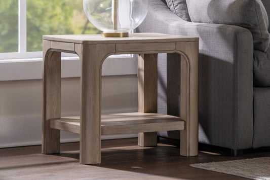 Solano Square Wood Side End Table with Shelf Weathered Mango 723487