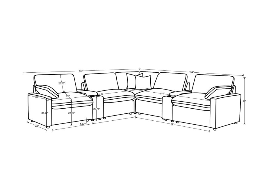 Collins 7-piece Modular Power Reclining Sectional Grey 609560P-SETA Comming Soon