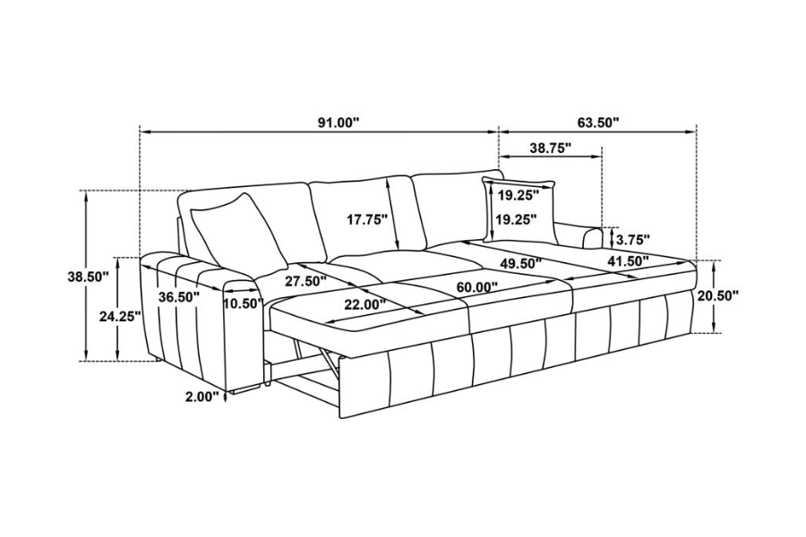 Pastrana Upholstered Sleeper Sectional Sofa RAF Chaise Camel 500348