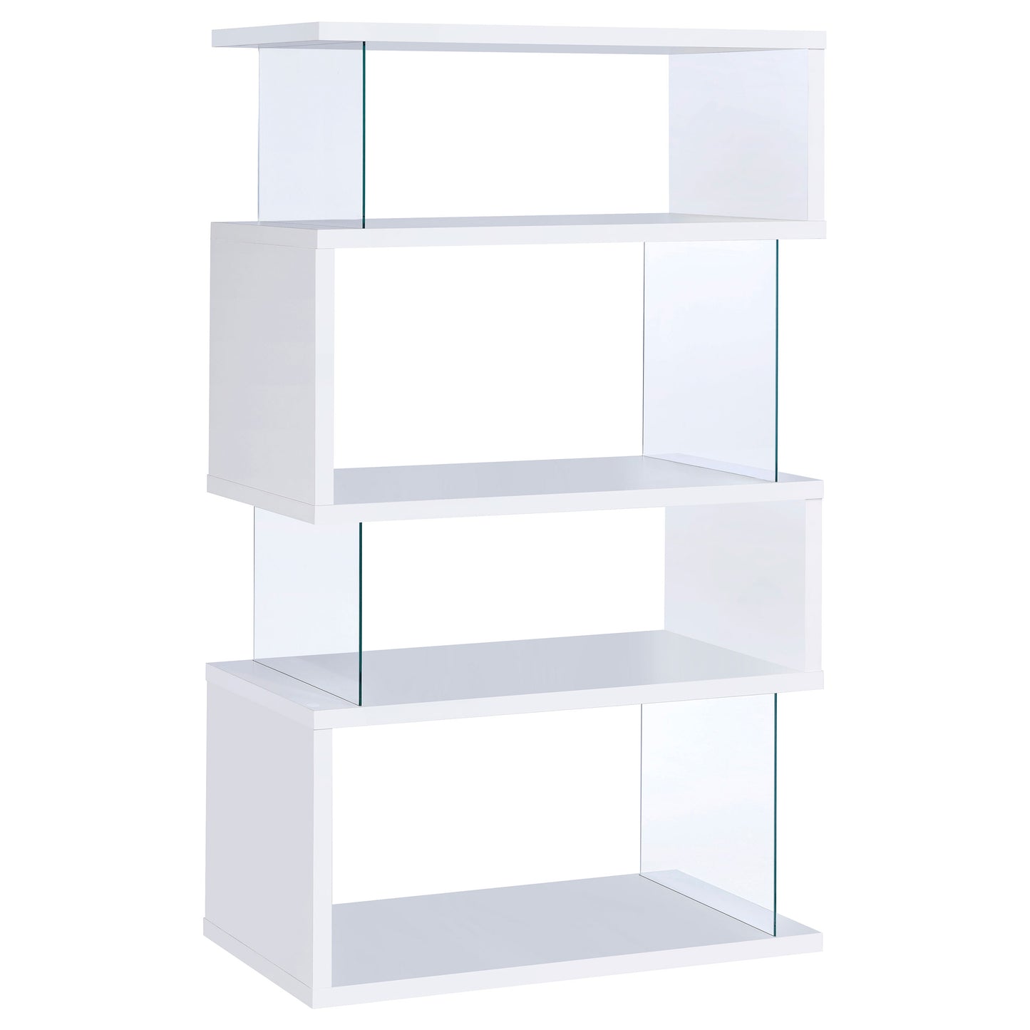 Emelle 63-inch 4-shelf Glass Panel Bookshelf White 800300