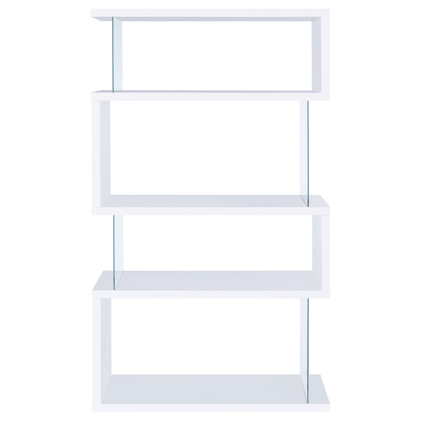 Emelle 63-inch 4-shelf Glass Panel Bookshelf White 800300