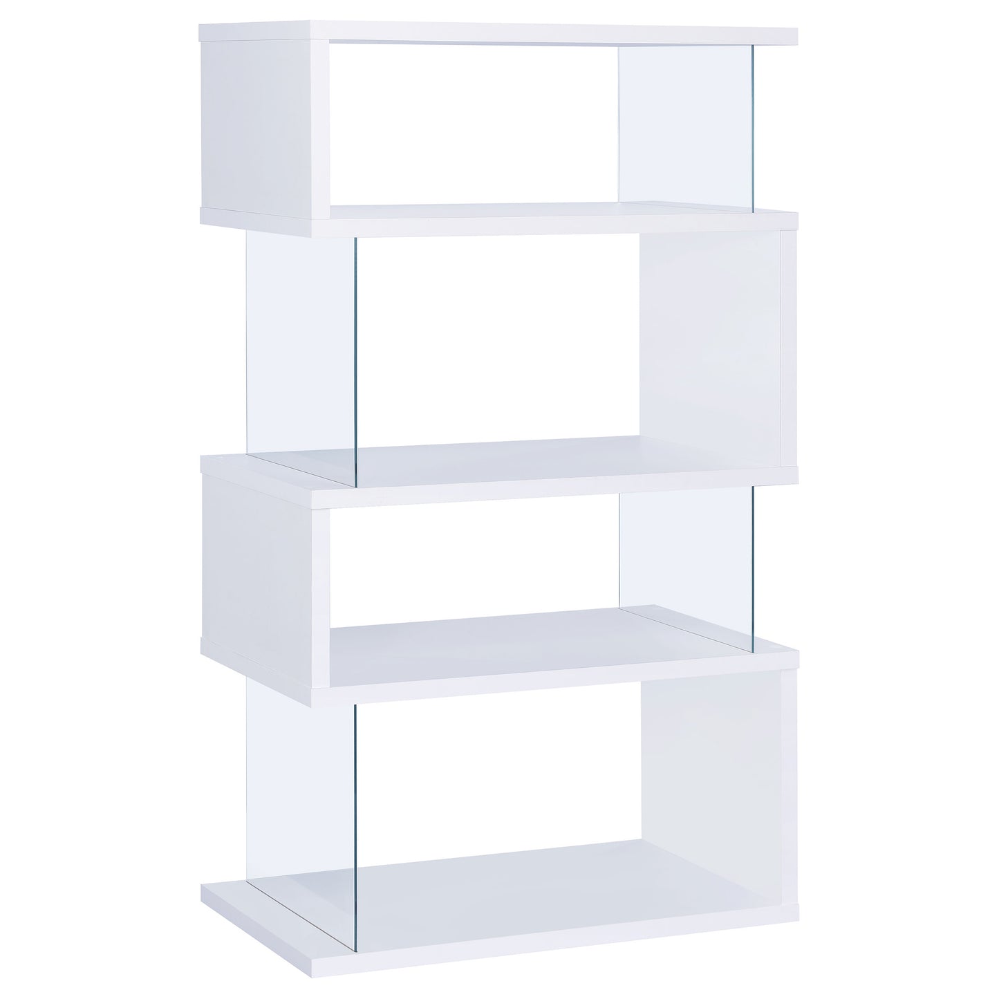Emelle 63-inch 4-shelf Glass Panel Bookshelf White 800300