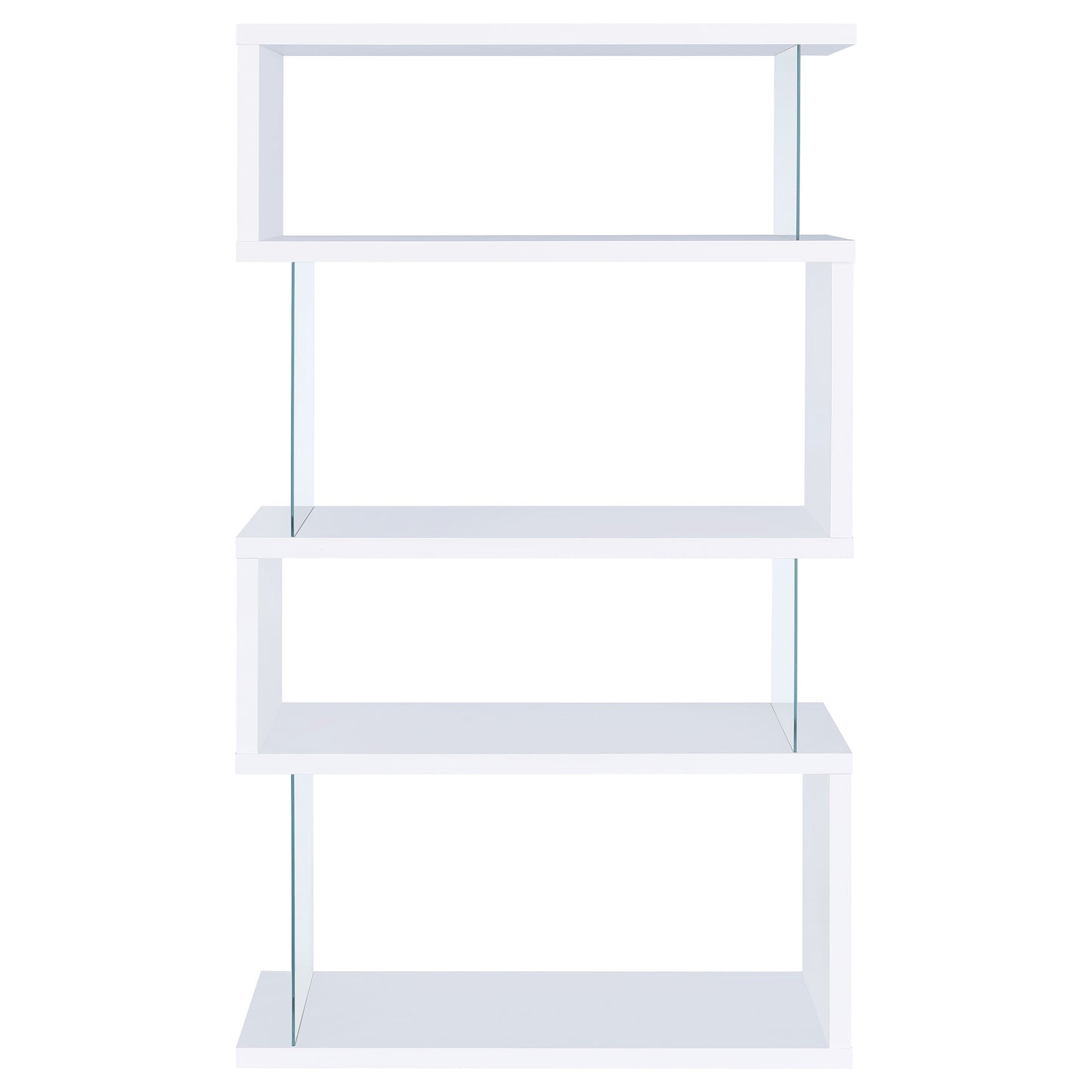 Emelle 63-inch 4-shelf Glass Panel Bookshelf White 800300