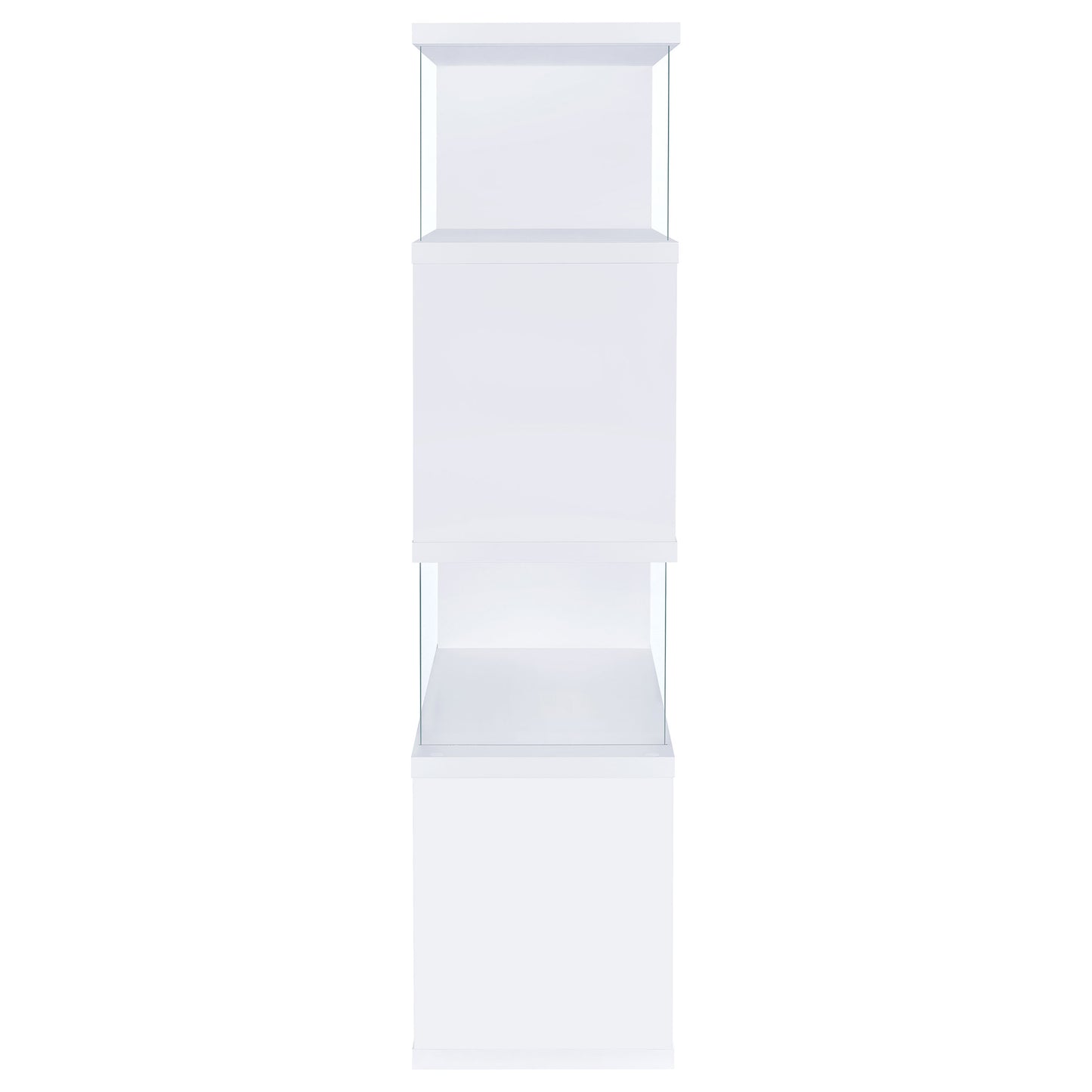 Emelle 63-inch 4-shelf Glass Panel Bookshelf White 800300