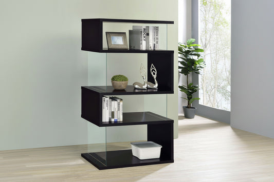 Emelle 63-inch 4-shelf Glass Panel Bookshelf Black 800340