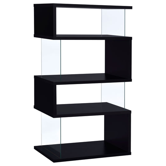 Emelle 63-inch 4-shelf Glass Panel Bookshelf Black 800340