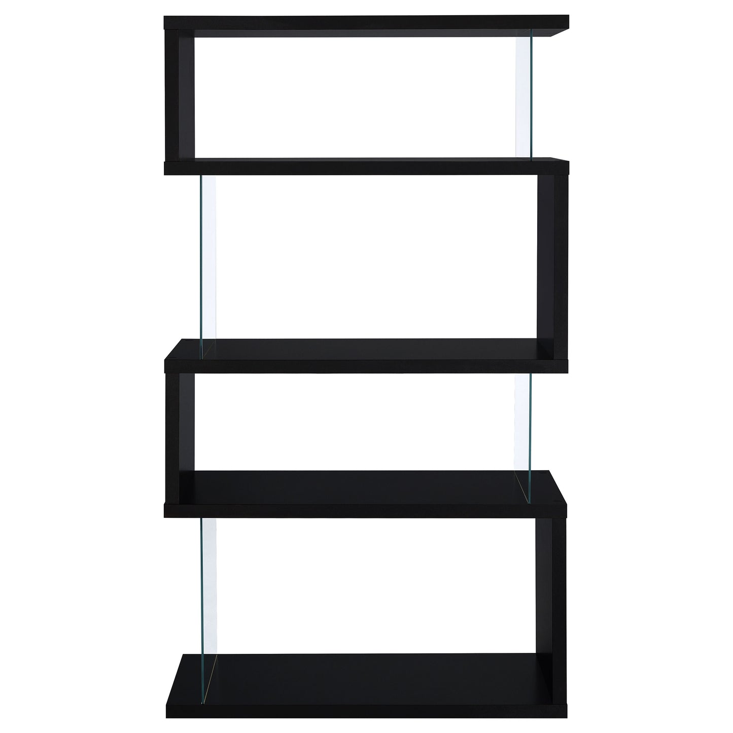Emelle 63-inch 4-shelf Glass Panel Bookshelf Black 800340