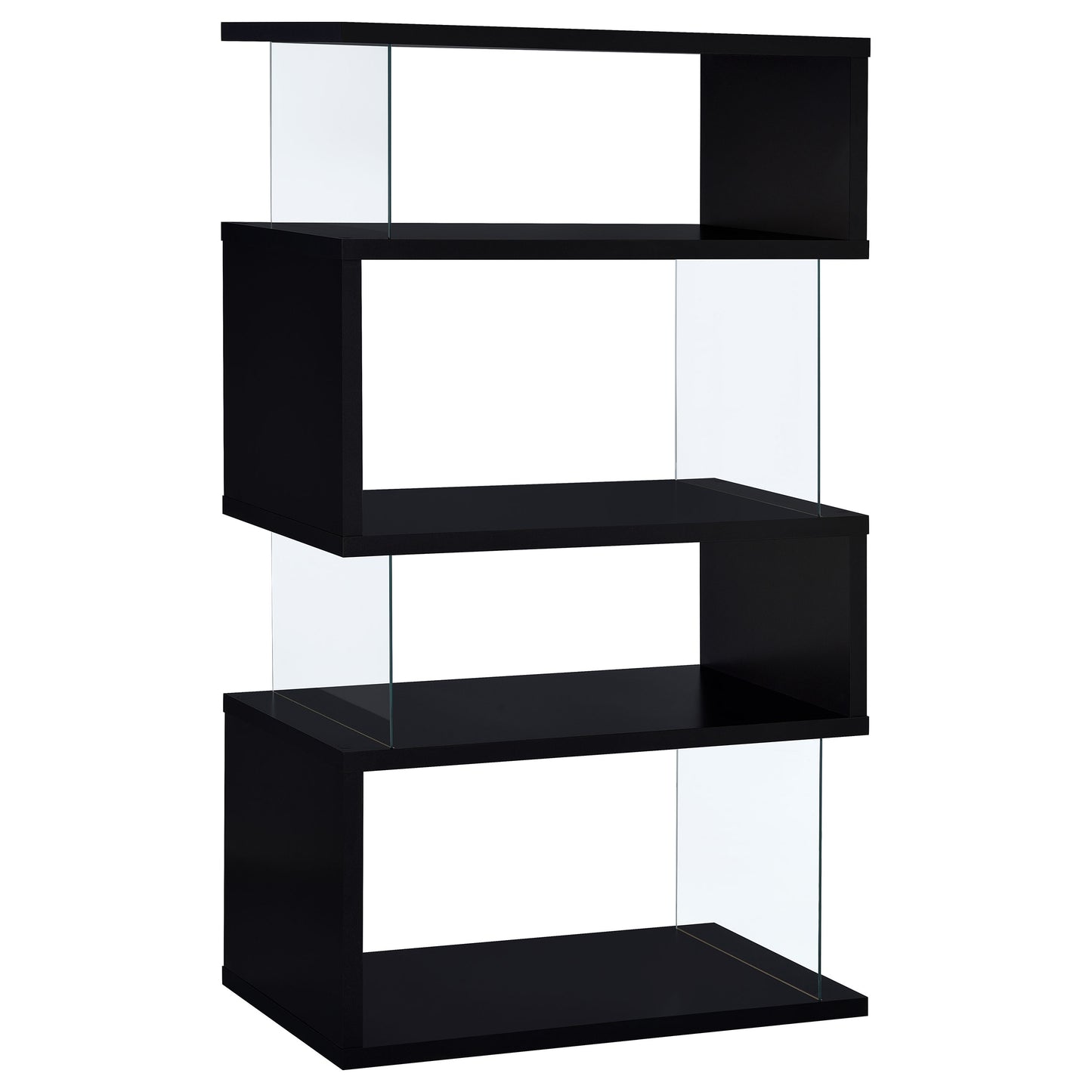 Emelle 63-inch 4-shelf Glass Panel Bookshelf Black 800340