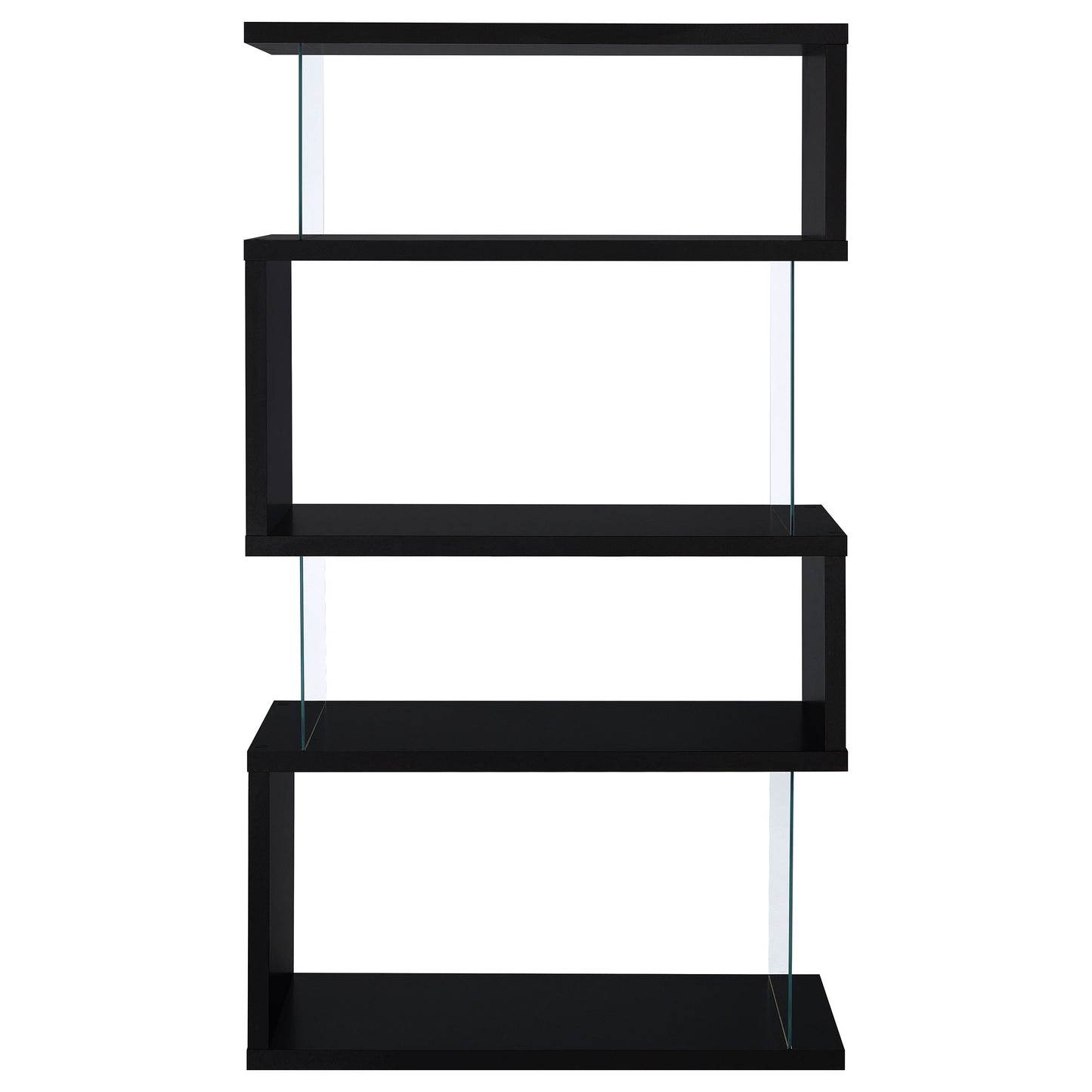 Emelle 63-inch 4-shelf Glass Panel Bookshelf Black 800340