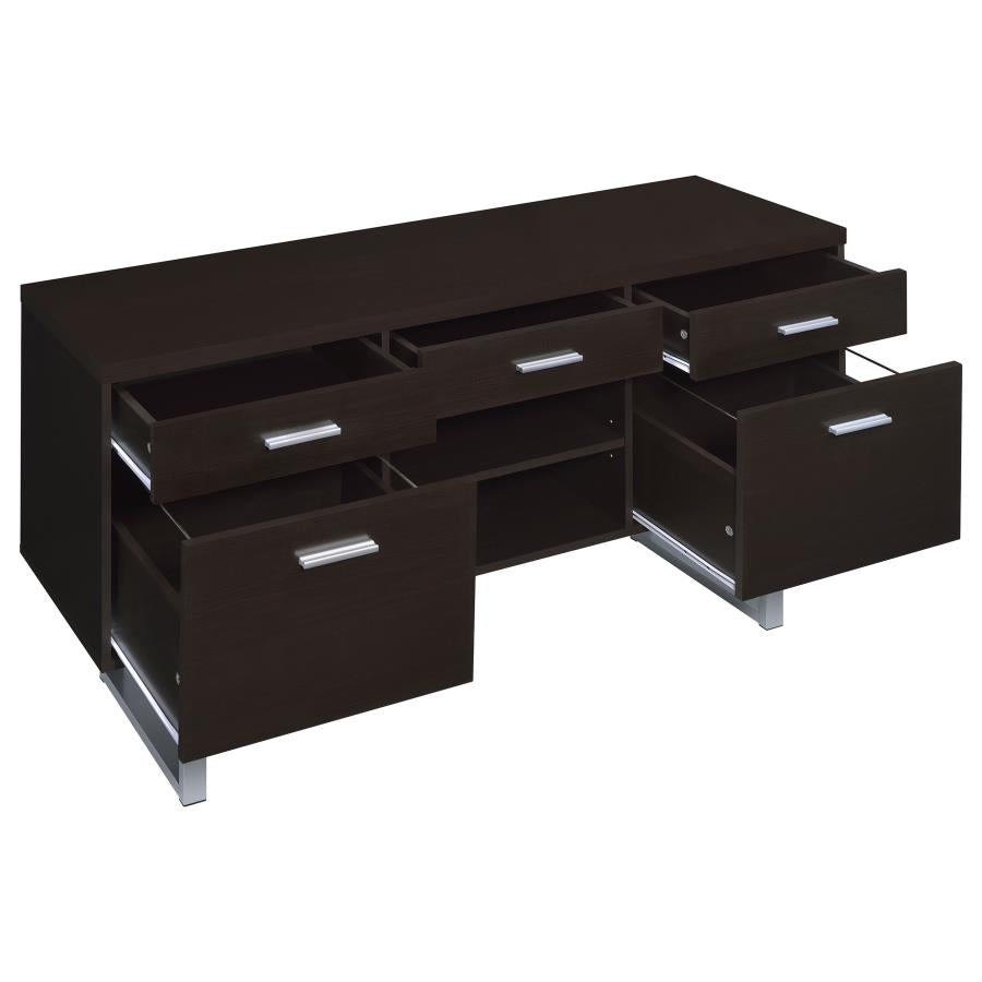Lawtey 5-drawer Home Office Storage Credenza Cappuccino 801522