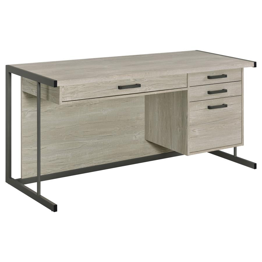 Loomis 60-inch 4-drawer Computer Desk Whitewashed Grey 805881