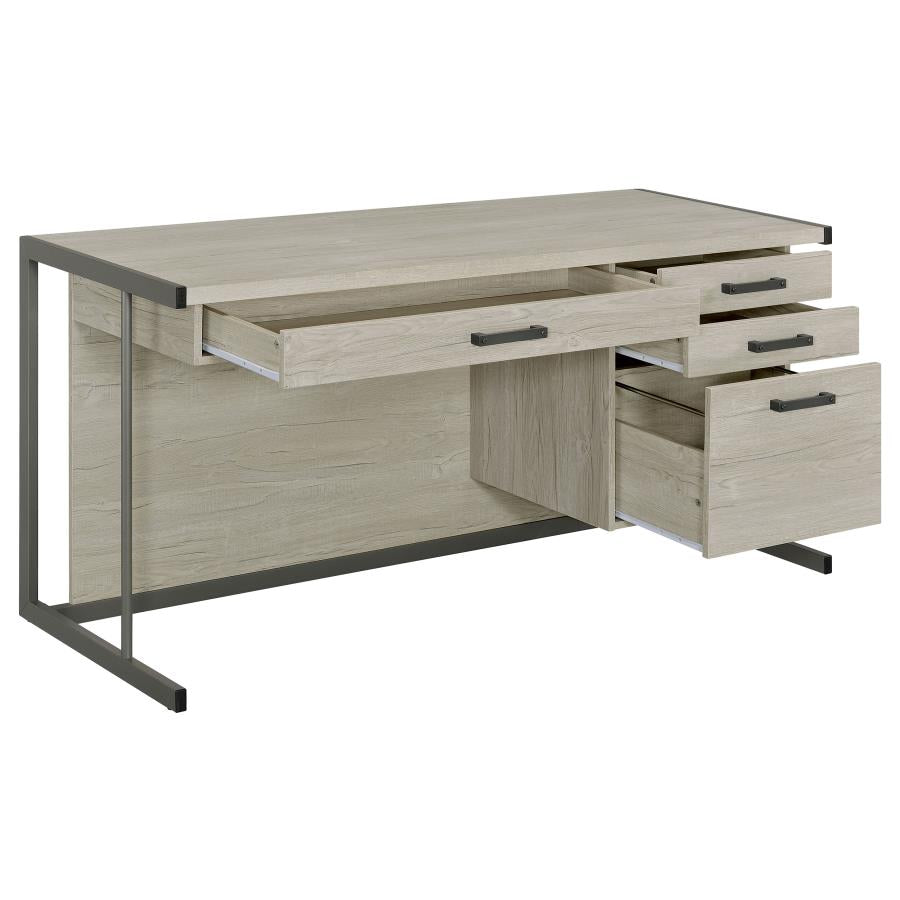 Loomis 60-inch 4-drawer Computer Desk Whitewashed Grey 805881