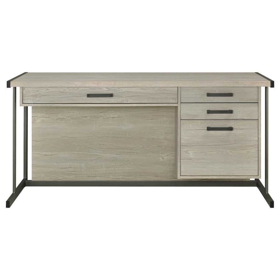 Loomis 60-inch 4-drawer Computer Desk Whitewashed Grey 805881