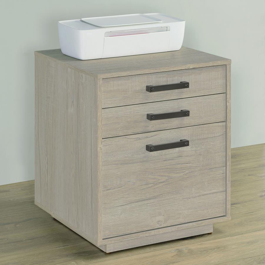 Loomis 3-drawer Home Office File Cabinet Whitewashed Grey 805882