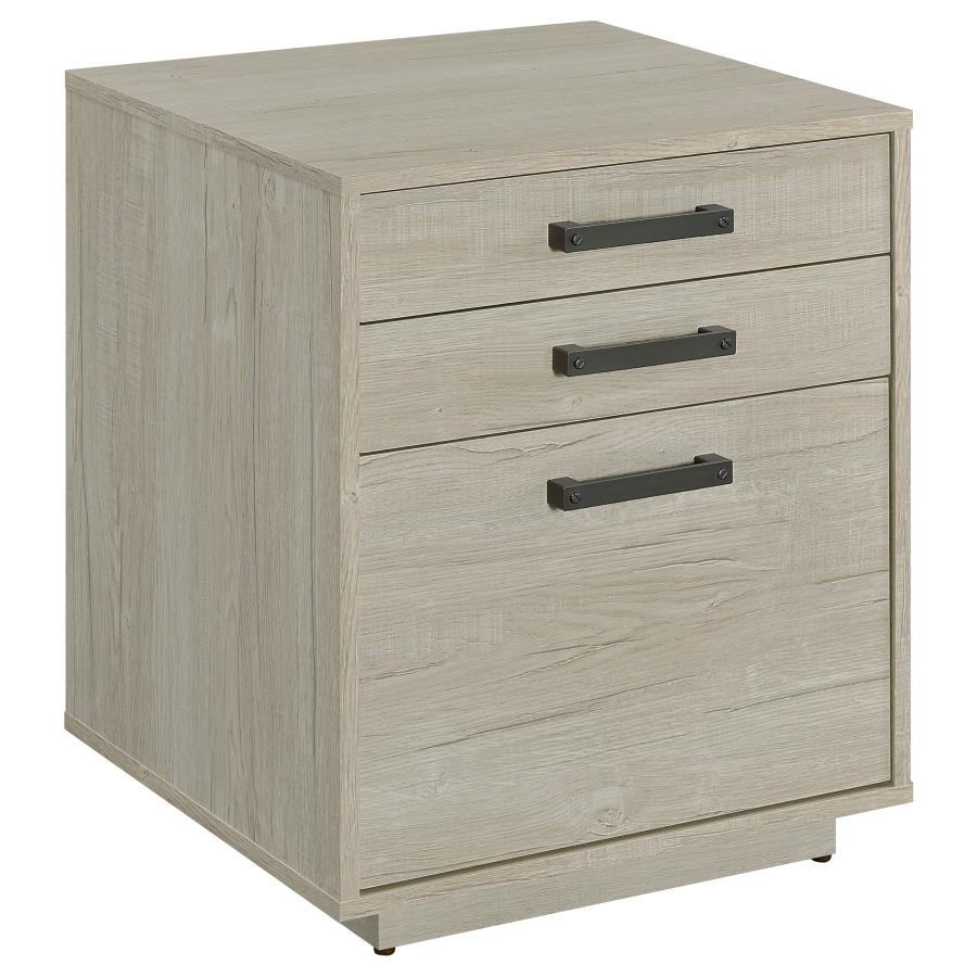 Loomis 3-drawer Home Office File Cabinet Whitewashed Grey 805882