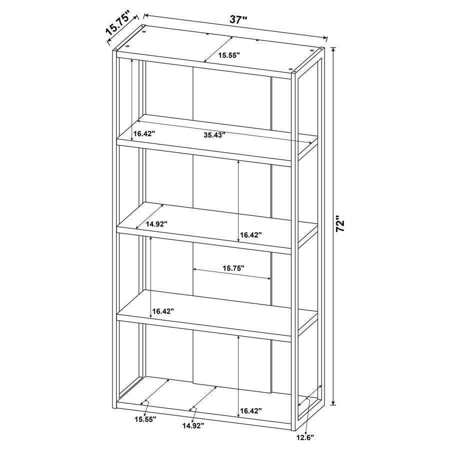 Loomis 72-inch 4-shelf Bookshelf Whitewashed Grey 805883 - Venini Furniture 