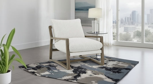 Geneva Boucle Upholstered Wood Arm Accent Chair Sand 907509 - Venini Furniture 