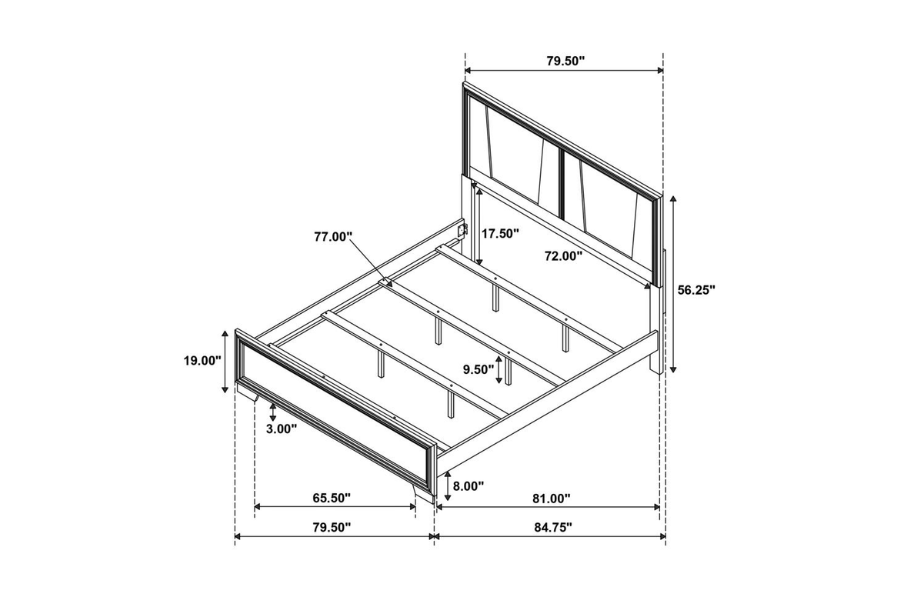 Juego de dormitorio Janine Eastern King de 5 piezas en gris 223551KE-S5 Próximamente 
