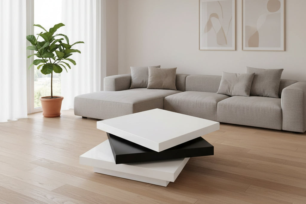 Aria Coffee Table All White, White & Black, White & Gray. - Venini Furniture 