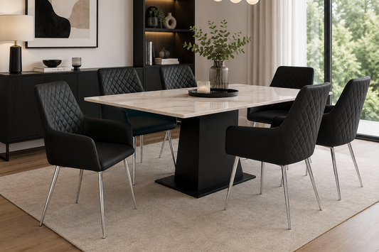 Alba Dining Chair White & Black - Venini Furniture 
