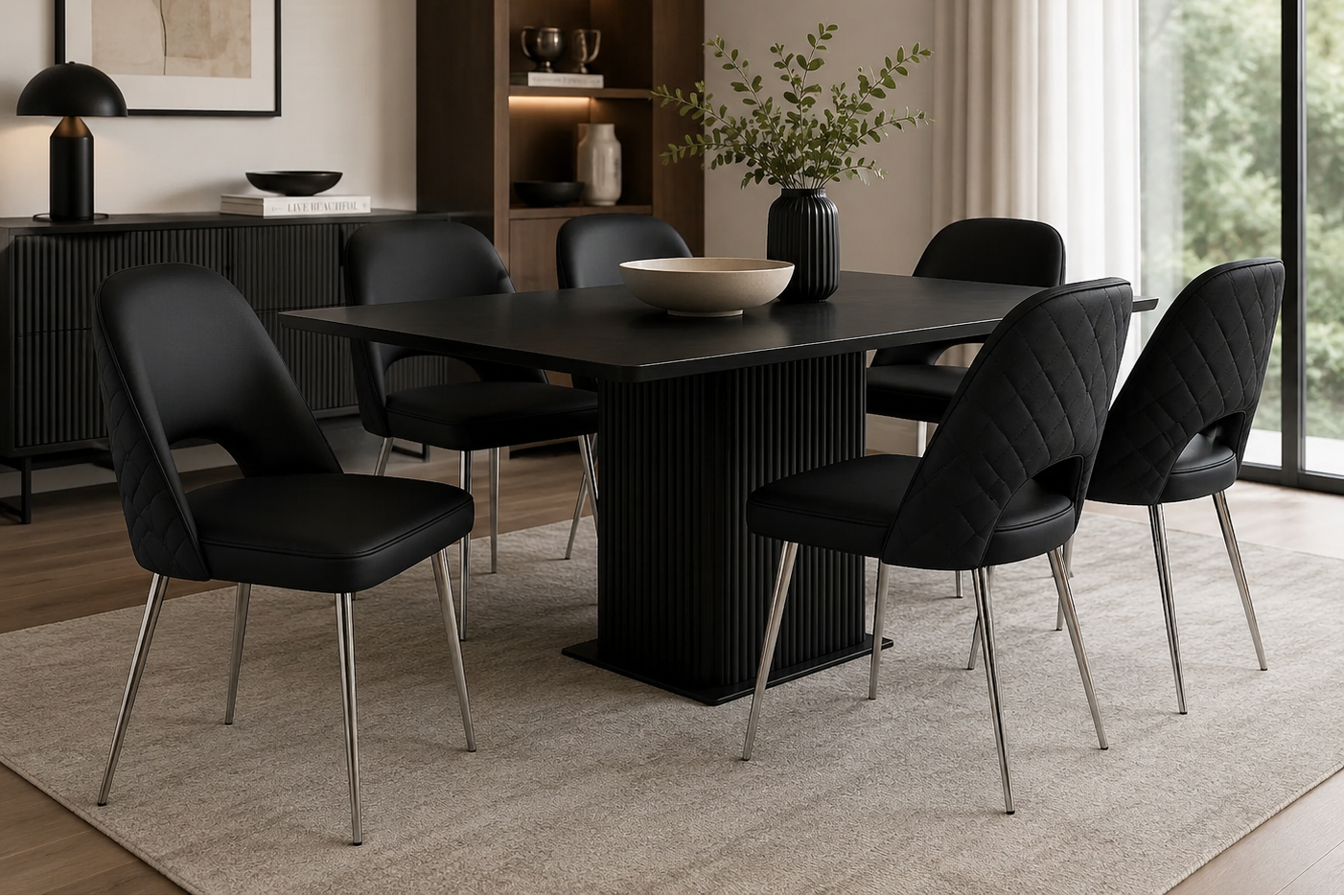 Hill Dining Chair Grey, Black & White.