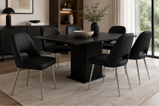 Hill Dining Chair Grey, Black & White. - Venini Furniture 