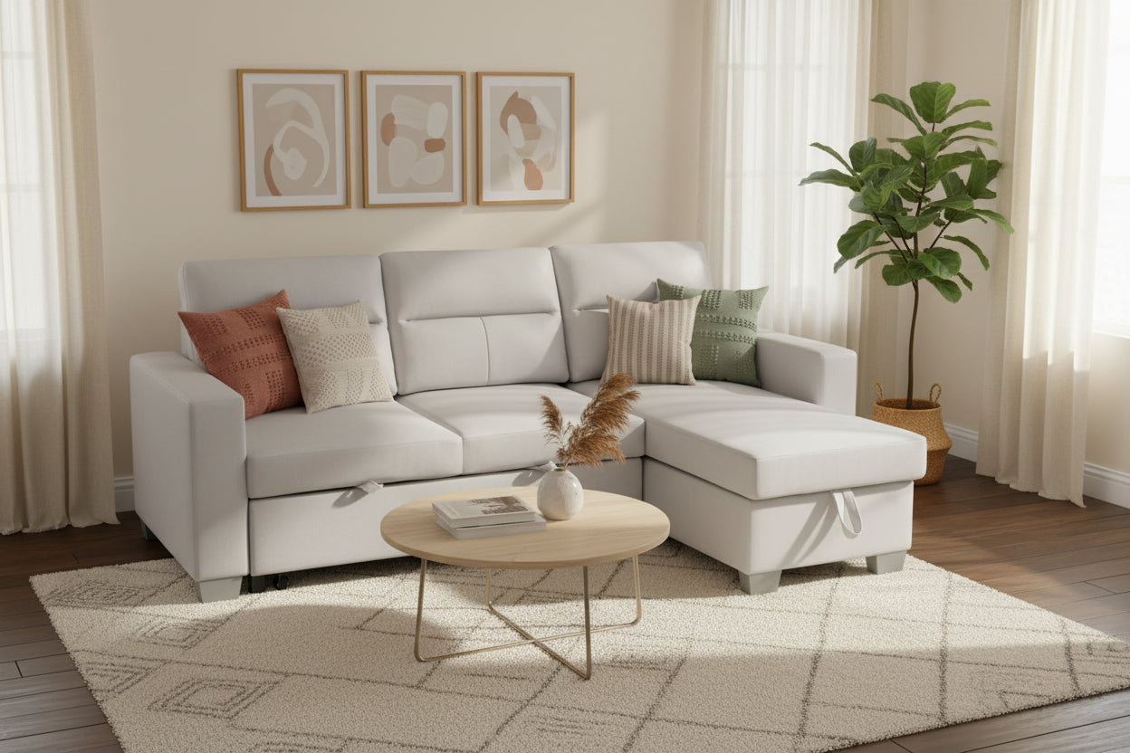 Daniel Reversible Sectional Black, White or Gray. - Venini Furniture 