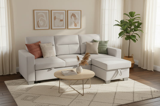 Daniel Reversible Sectional Black, White or Gray.