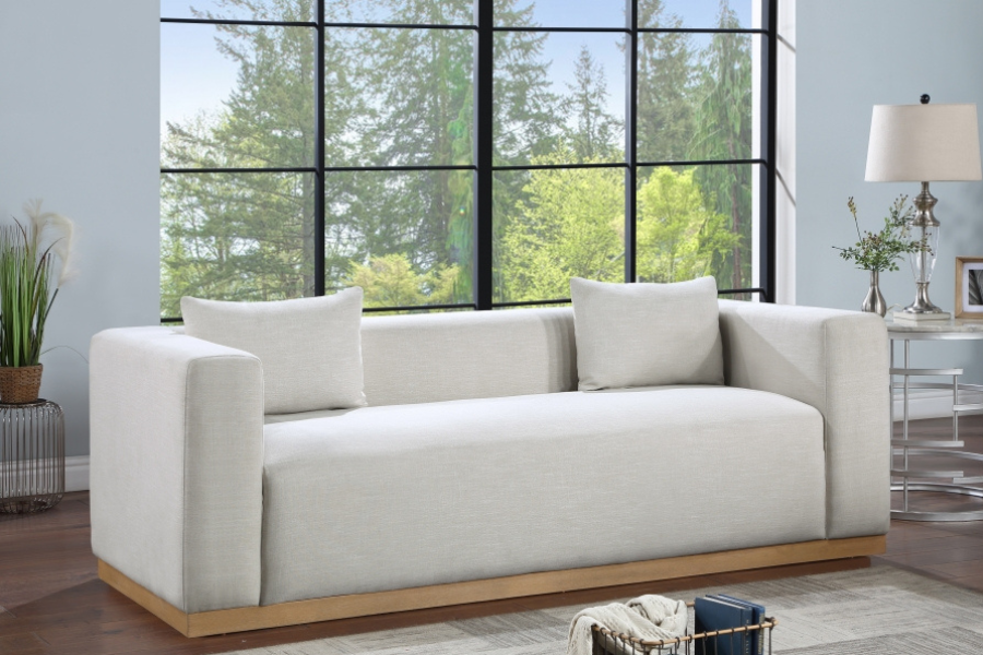 Alfie Linen Textured Fabic Sofa SKU: 642Cream-S