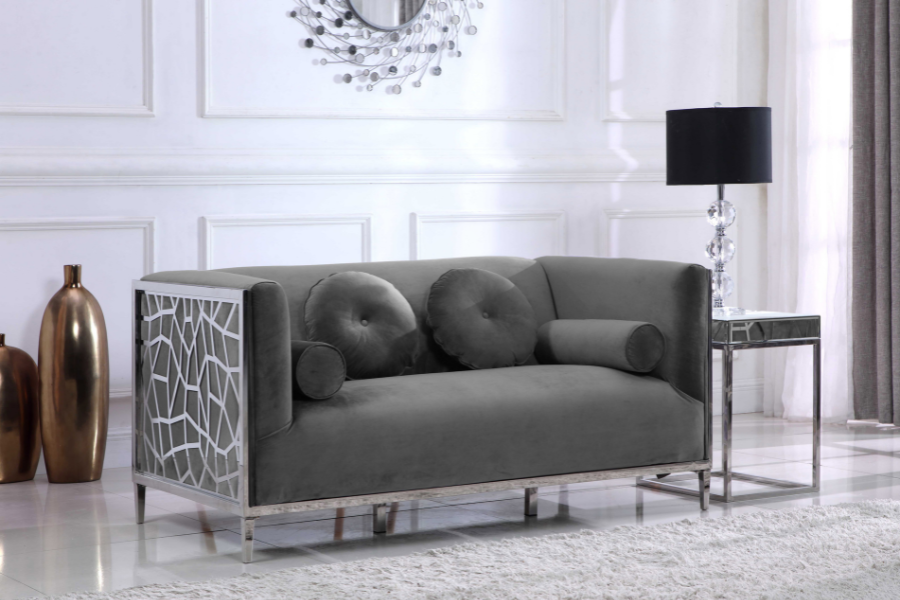 Opal Velvet Loveseat SKU: 672Black-L