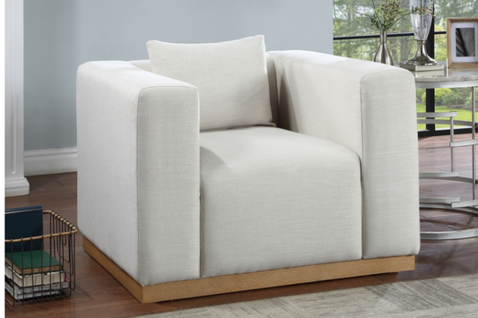 Alfie Linen Textured Fabic Living Room Chair SKU: 642Cream-C