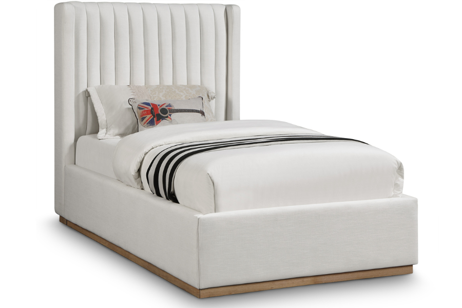 Logan Linen Textured Fabric Bed SKU: LoganCream-T