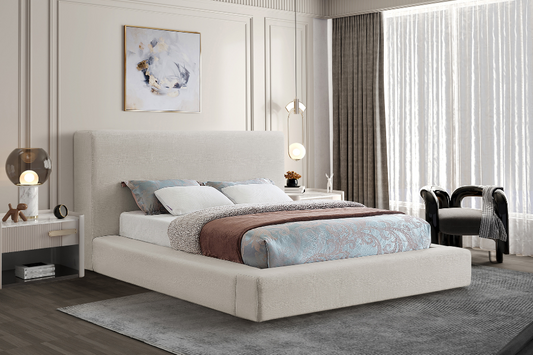 Devin Linen Textured Fabric Bed SKU: DevinBeige-F