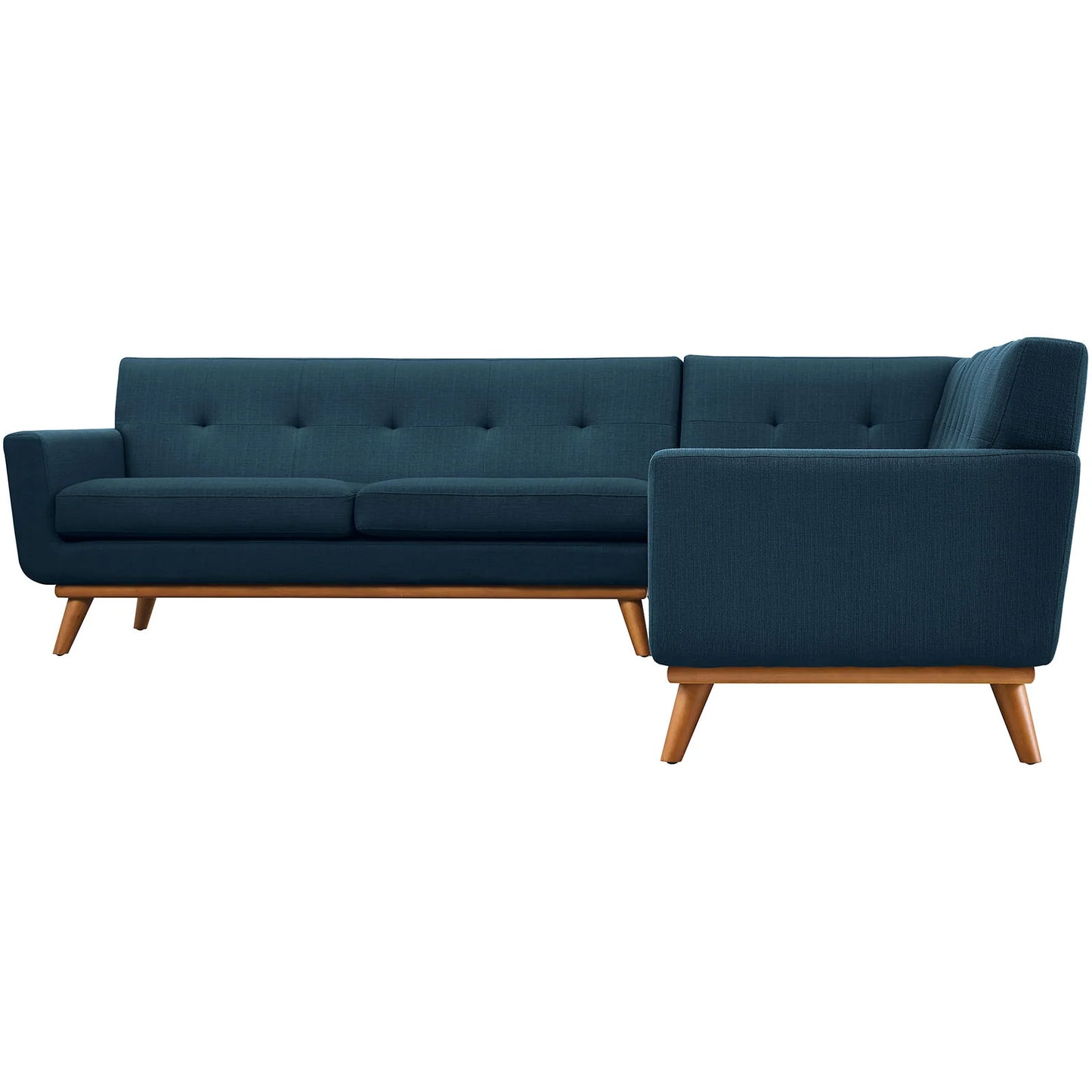 Engage L-Shaped Upholstered Fabric Sectional Sofa in Azure FREE SHIPPING.