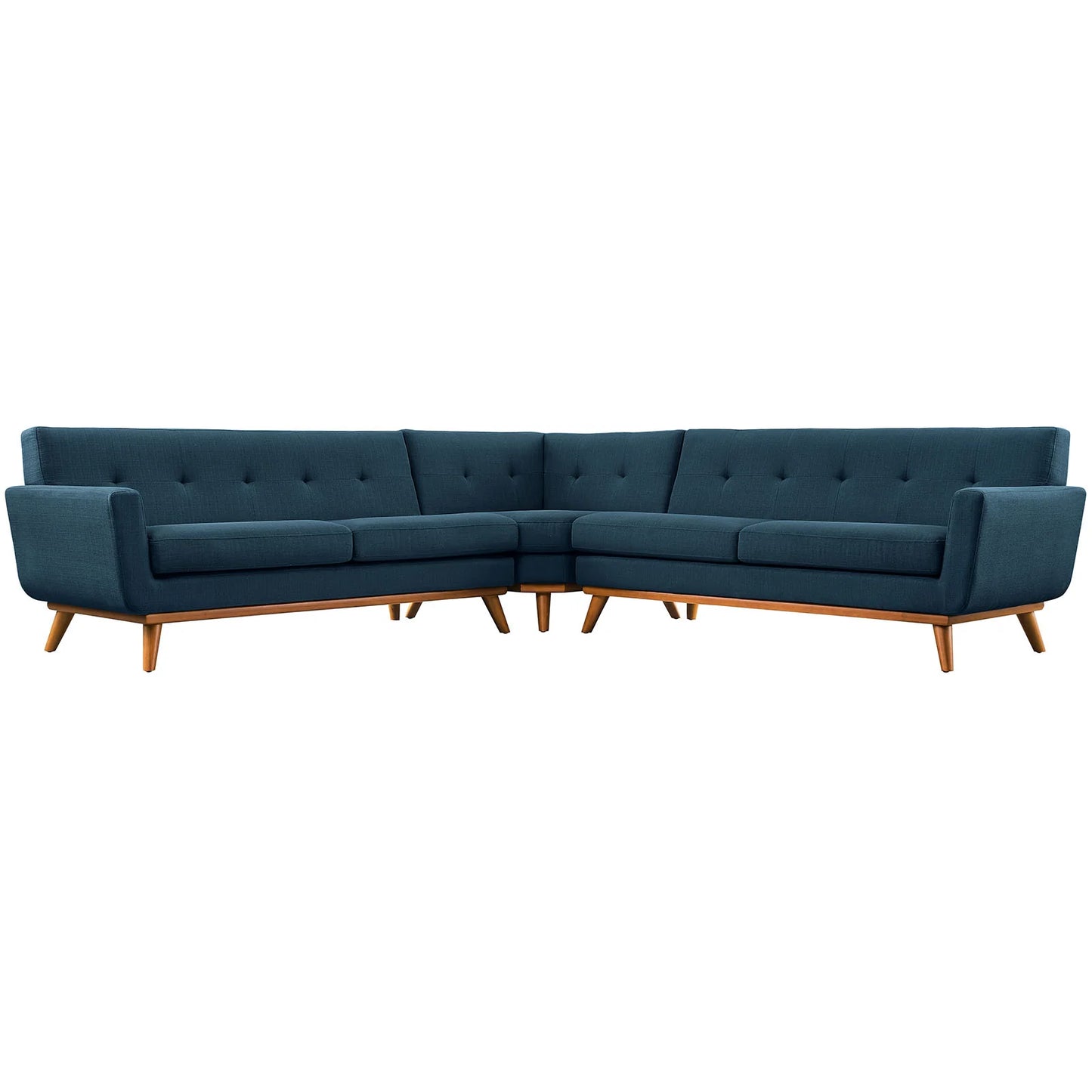 Engage L-Shaped Upholstered Fabric Sectional Sofa in Azure FREE SHIPPING.