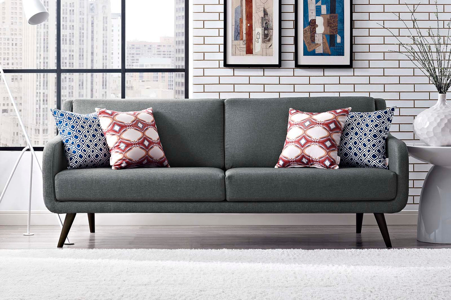 Verve Upholstered Fabric Sofa in Gray FREE SHIPPING.