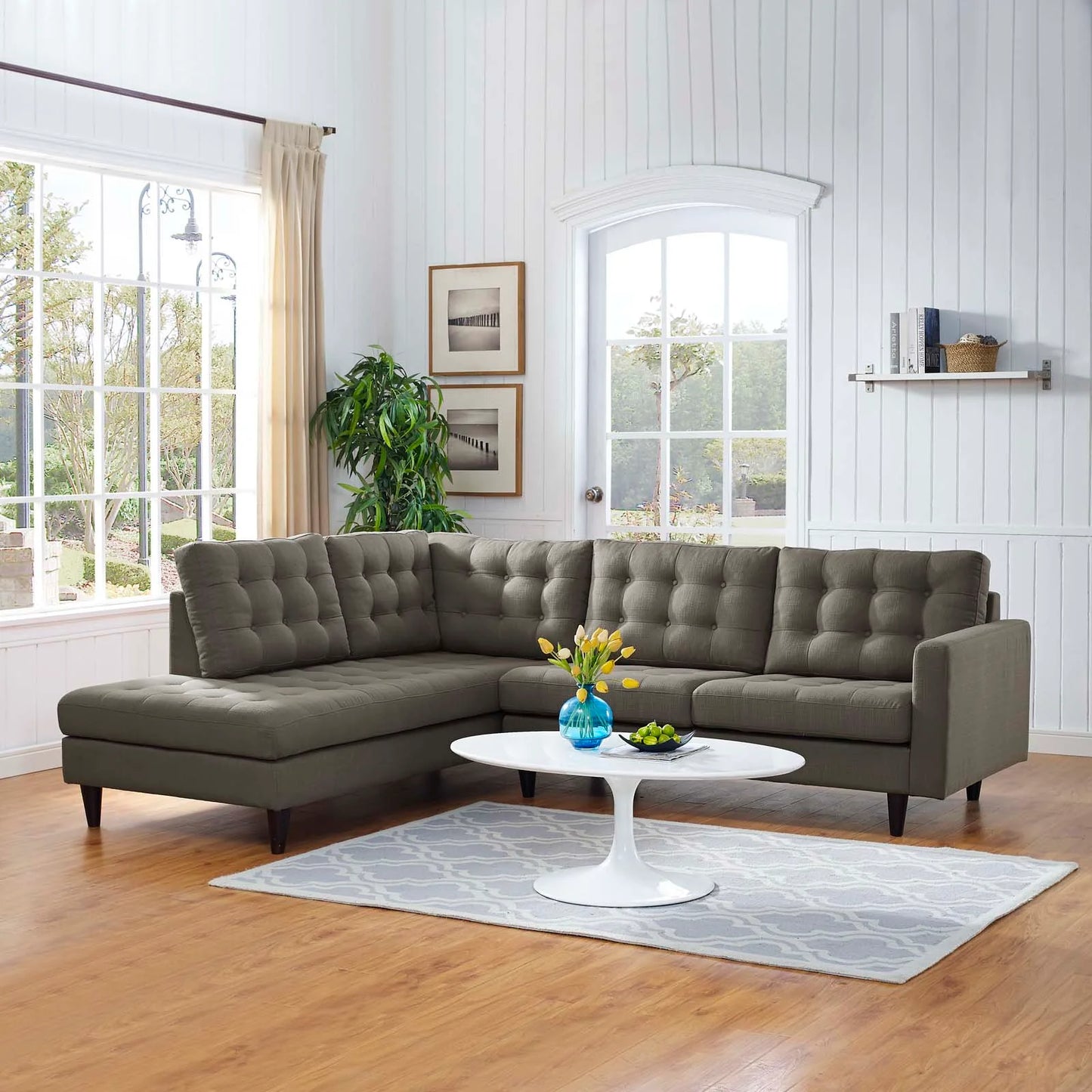 Empress 2 Piece Upholstered Fabric Left Facing Bumper Sectional FREE SHIPPING.