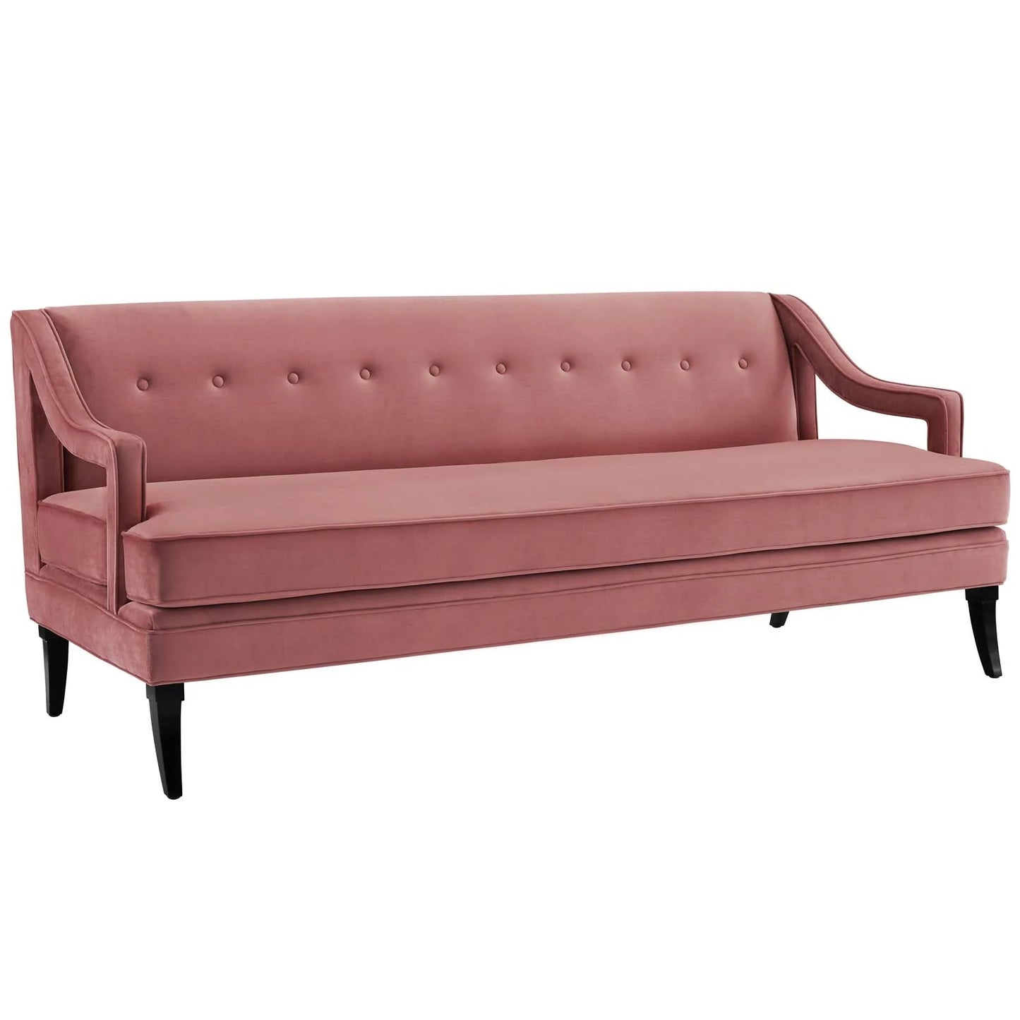 Concur Button Tufted Performance Velvet Sofa in Dusty Rose FREE SHIPPING.