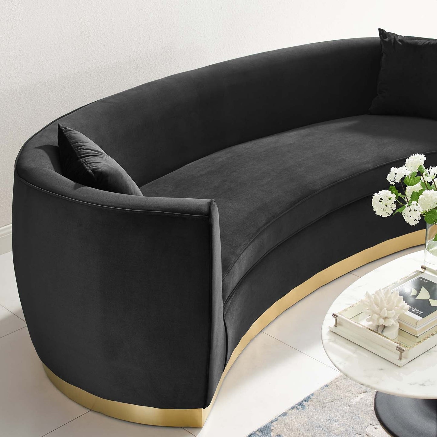 Resolute Curved Performance Velvet Sofa FREE SHIPPING.