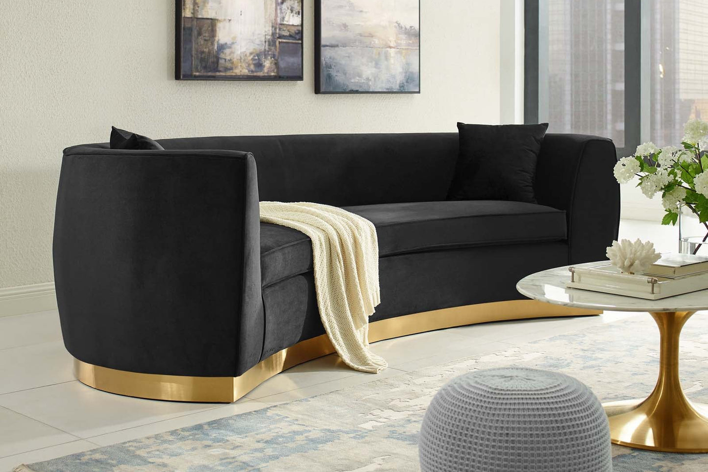 Resolute Curved Performance Velvet Sofa FREE SHIPPING.