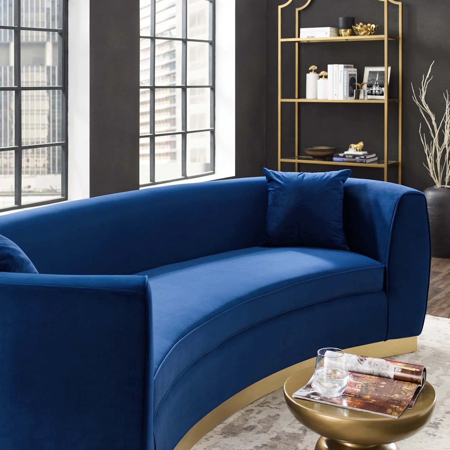 Resolute Curved Performance Velvet Sofa FREE SHIPPING.