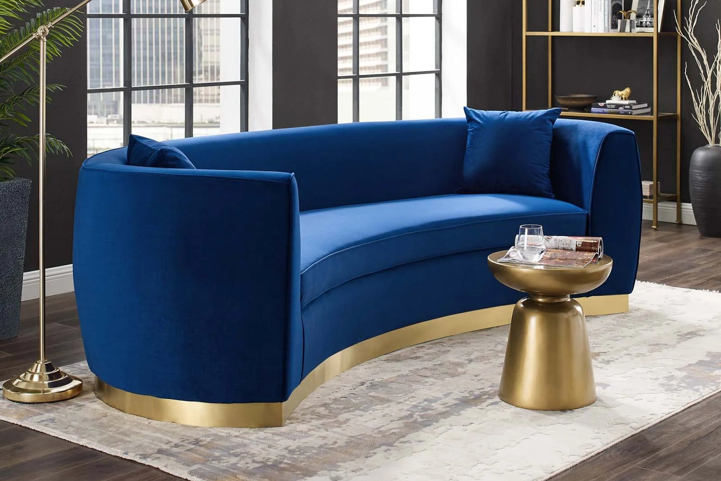 Resolute Curved Performance Velvet Sofa FREE SHIPPING.