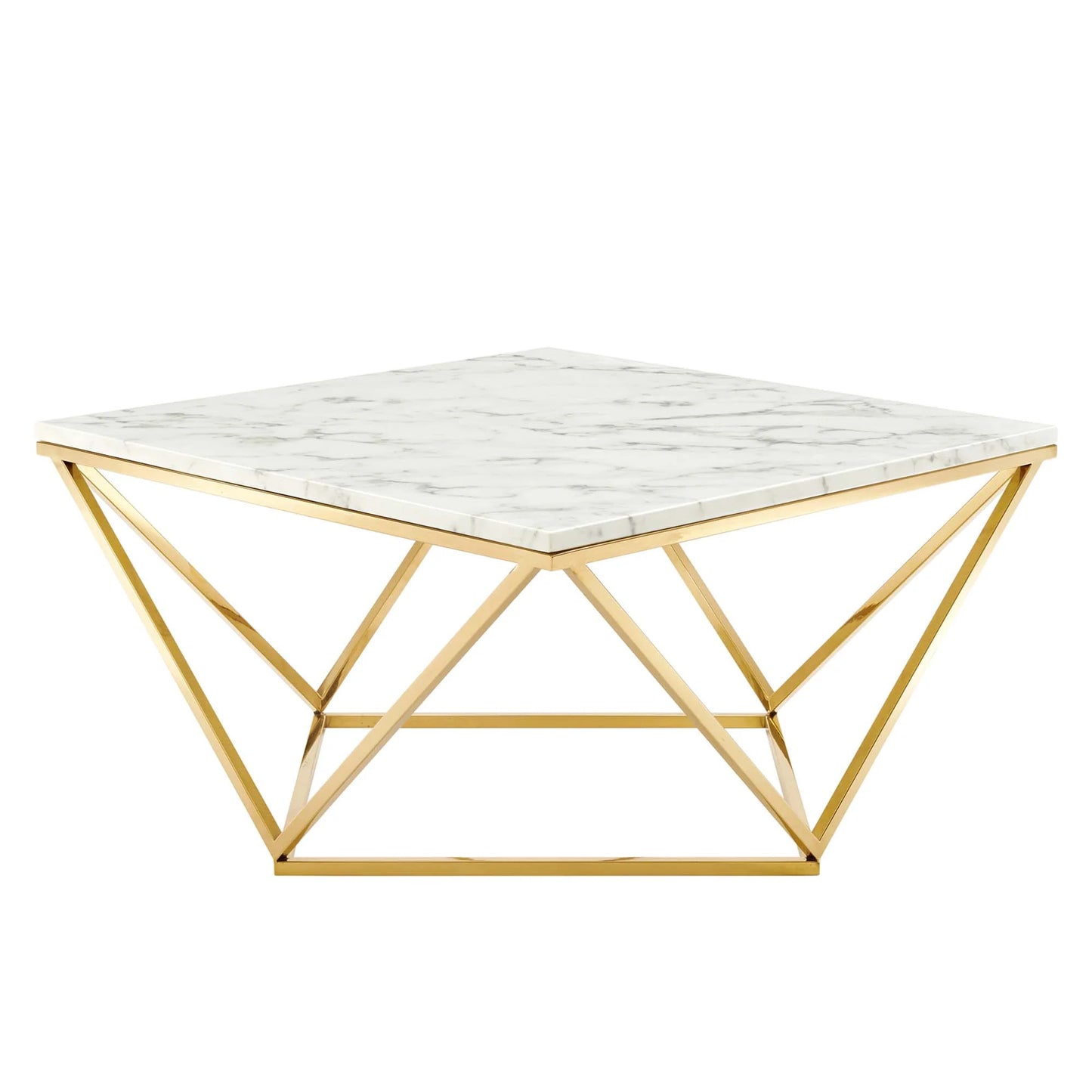 Vertex Gold Metal Stainless Steel Coffee Table in Gold White FREE SHIPPING.
