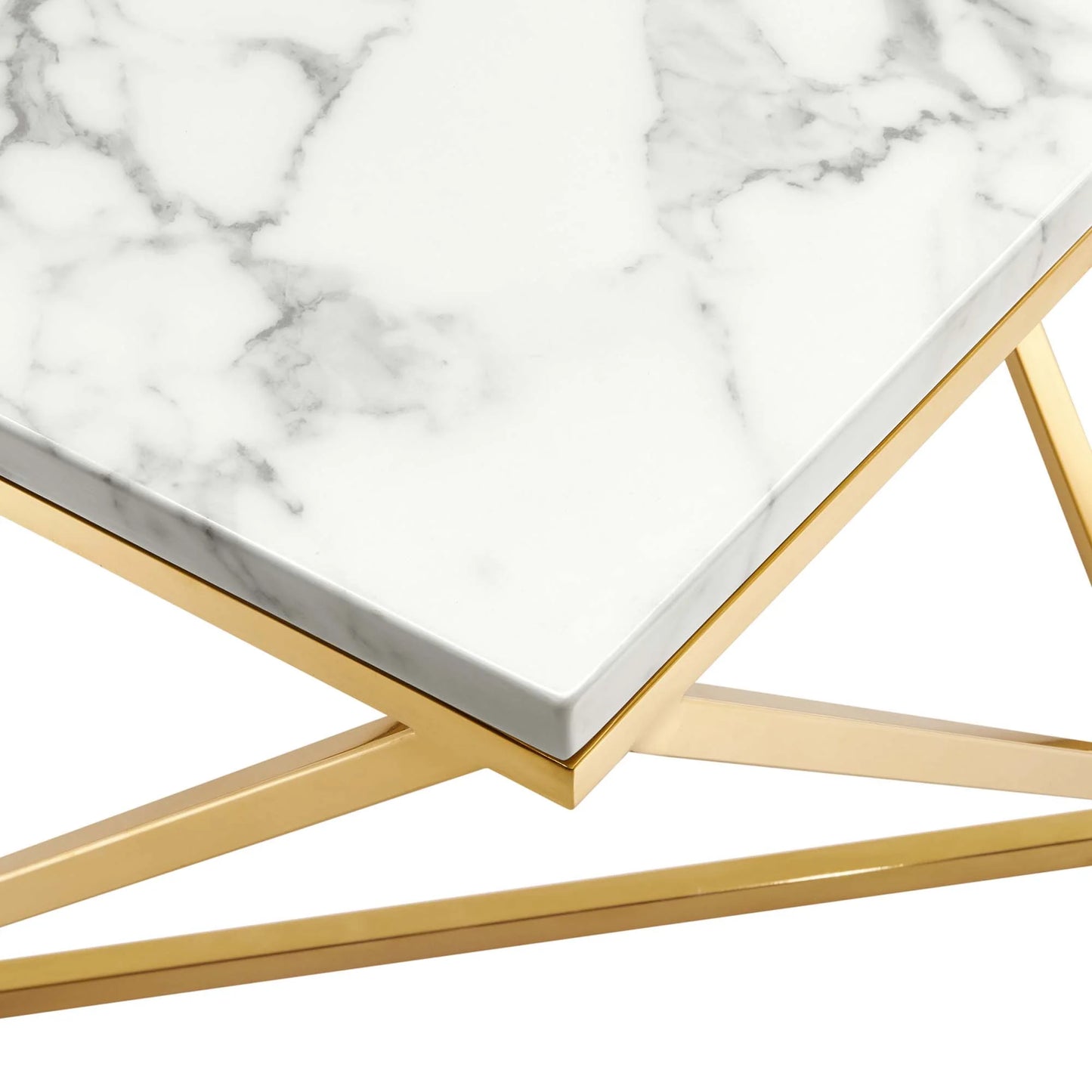 Vertex Gold Metal Stainless Steel Coffee Table in Gold White FREE SHIPPING.